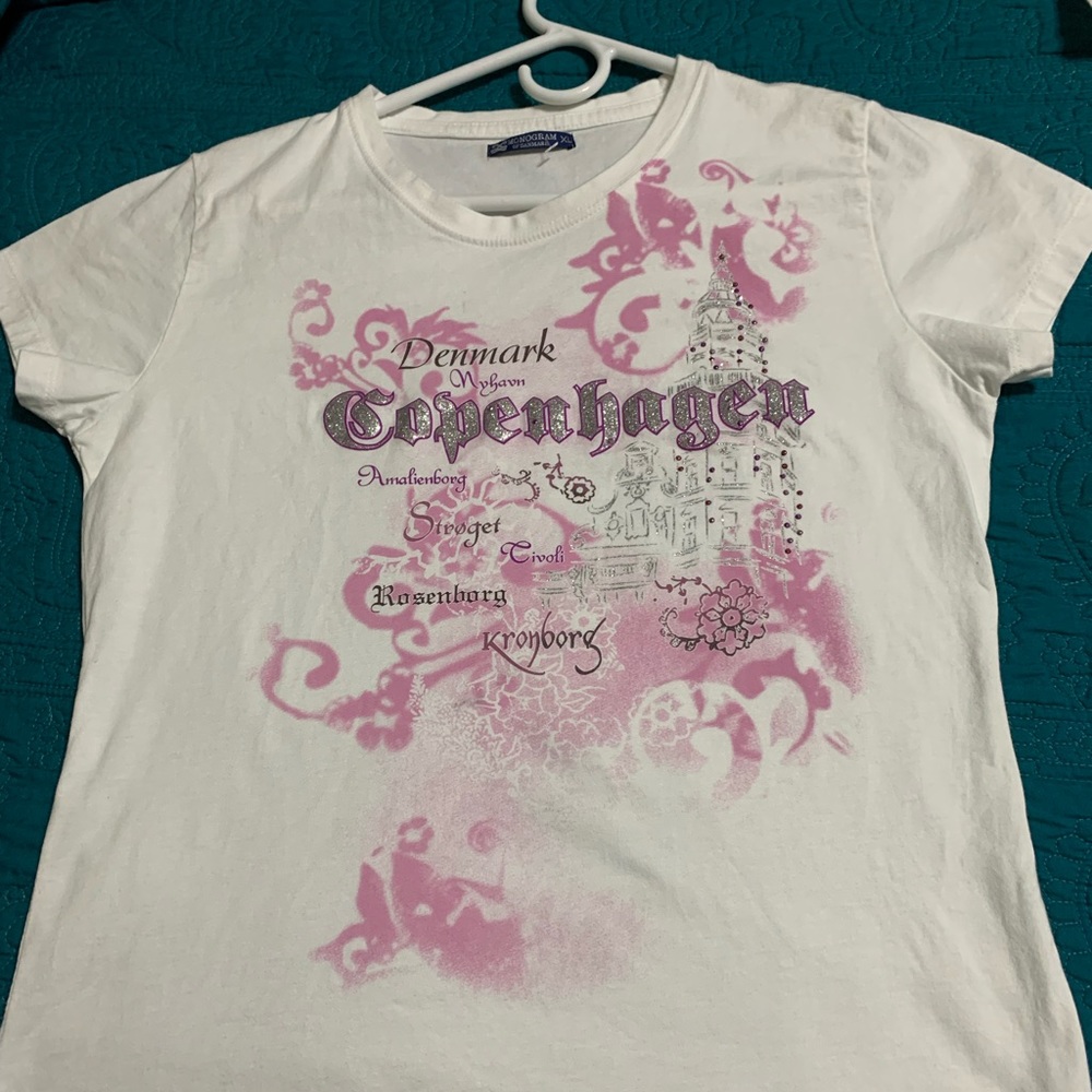NWOT Copenhagen women tee shirt Size XL but fits Small to Medium.  See pictures